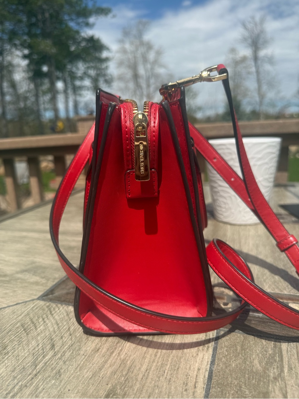 EUC Michael Kors Hope Red Saffiano Satchel Crossbody with Detachable Strap - Picture 6 of 11